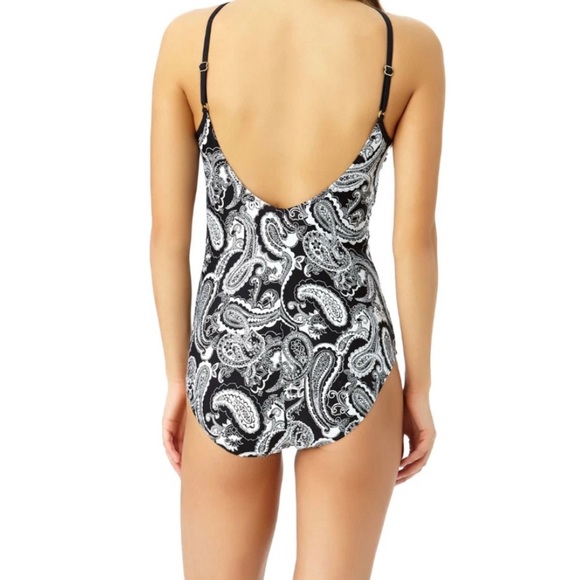 Liz Claiborne Black and White Paisley One-Piece Swimsuit - Picture 1 of 6